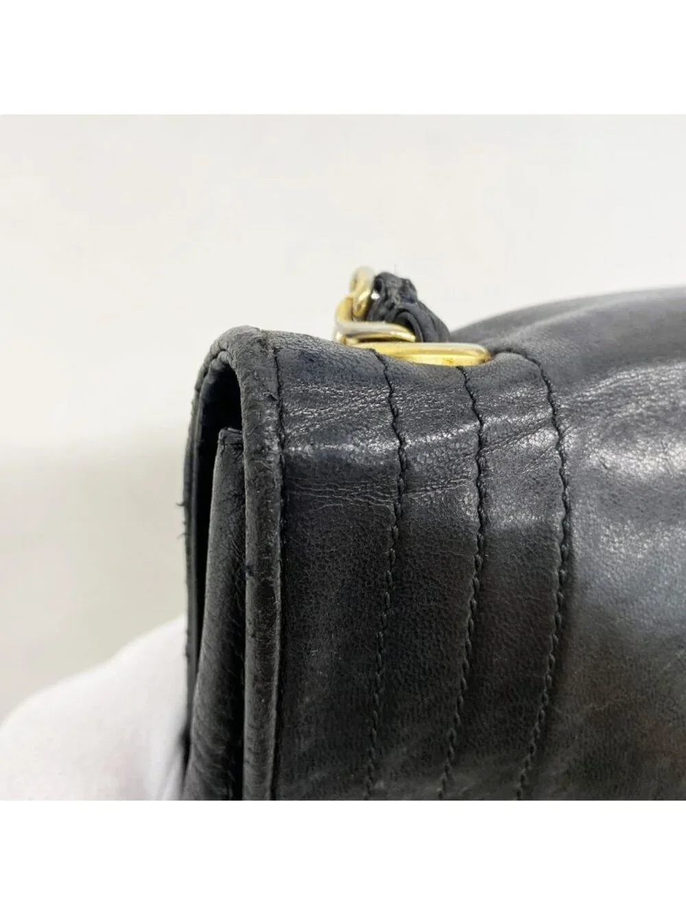 Chanel Shoulder Bag Lambskin Black Gold